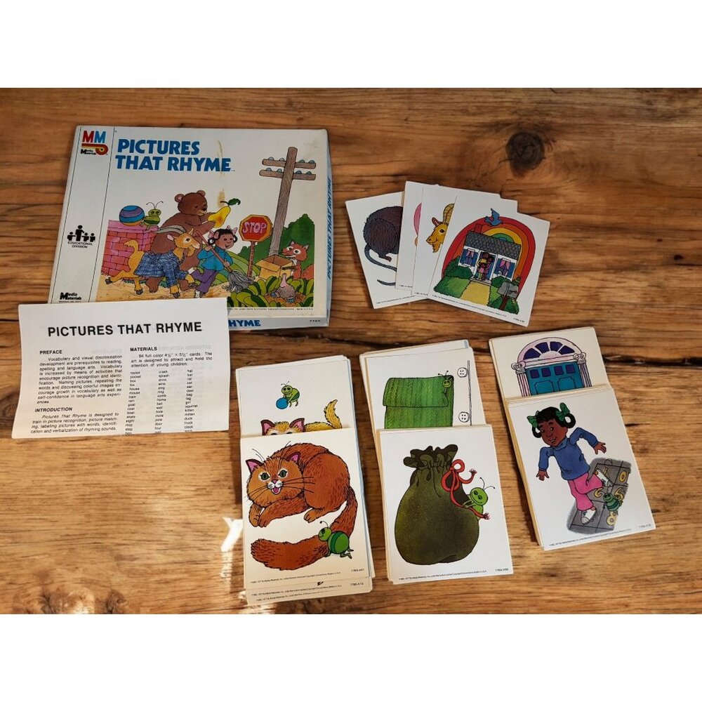 Vintage Media Materials Pictures That Rhyme Home Schooling Game